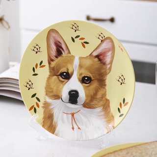 柯基犬 陶瓷西餐盤菜盤牛排盤子創意寵物家用陶瓷餐具