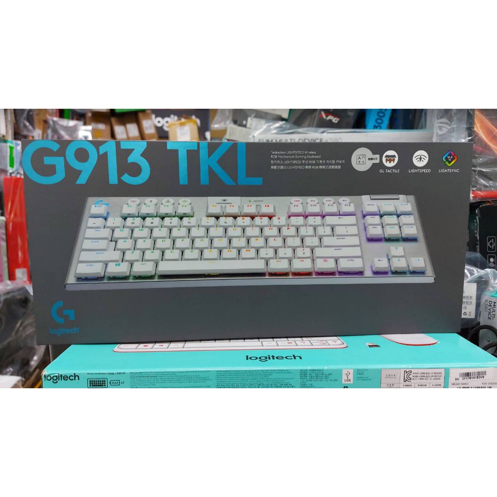 羅技 Logitech G913 TKL 無線80%機械式遊戲鍵盤 低平機械鍵帽 輕薄 藍芽 茶軸 觸感軸 白色