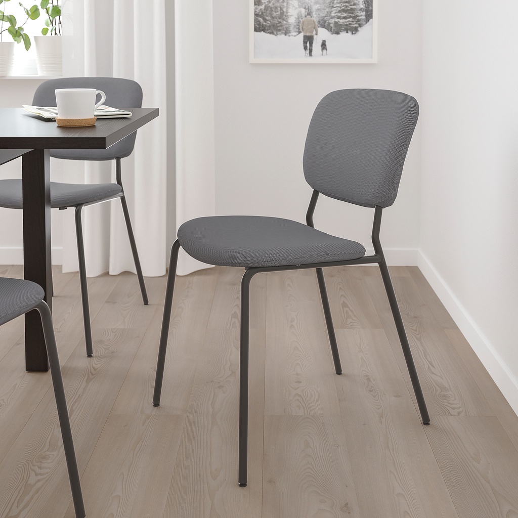 北歐工業LOFT風格經典IKEA宜家KARLJAN餐椅軟墊椅工作椅休閒椅/可疊放/深灰色/二手八成新/特$600