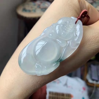 翡翠，天然緬甸A貨，冰飄花布袋逍遙佛，彌勒佛項鏈翡翠項鍊