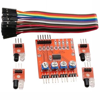 4路紅外線循跡模組 尋跡光電感測器 巡線模組黑白線識別 應用arduino循跡小車機器人及各種開發板