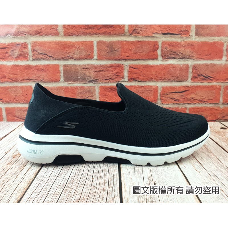 10=28號【螃蟹小舖】SKECHERS 男鞋 GO WALK 5 套入款 半拖鞋 踩後跟 健走鞋 55523BKW 黑