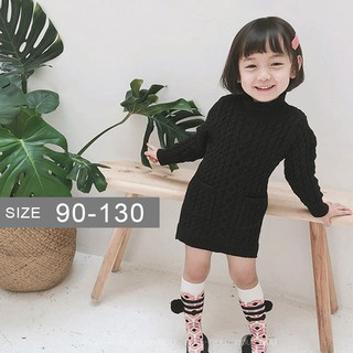 現貨 臺灣出貨 韓版女童毛線洋裝。韓國冬女童中小童中長版粗麻花毛線裙洋裝 0246-171。鹿拉拉