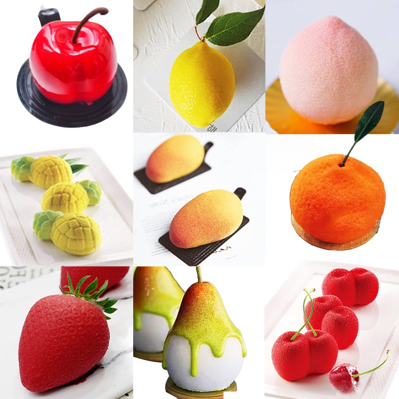 苹果柠檬桃子樱桃橘子芒果梨子草莓水果慕斯蛋糕模具冰淇淋硅胶模具 烘焙工具