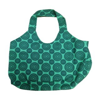 綠色滿版圓圈塗鴉造型托特包 購物袋 手提包
