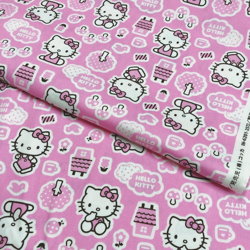 豬豬日本拼布 三麗鷗  Hello Kitty  小樹 粉 厚棉布料材質