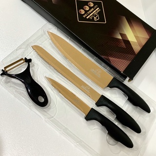 MAMACOOK 黃金三刀一刨四件組-全新不銹鋼刀具組(含盒子)