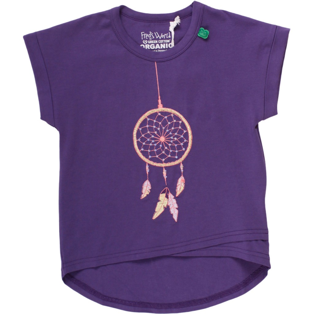丹麥 Fred's World 紫色刺繡捕夢網短袖上衣｜116cm