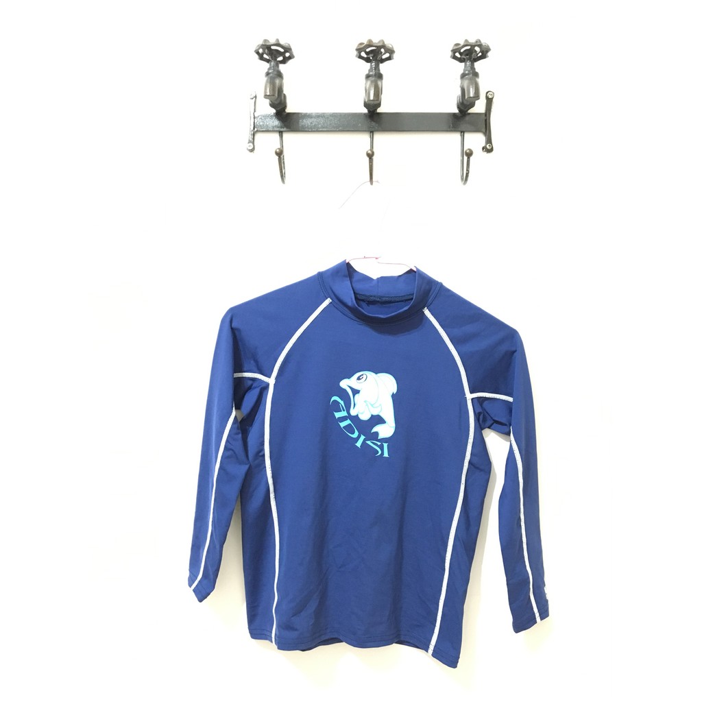 深藍色小海豚兒童自行車服 自行車衣 長袖 伸縮 彈性 快乾 透氣 男 女童均適合