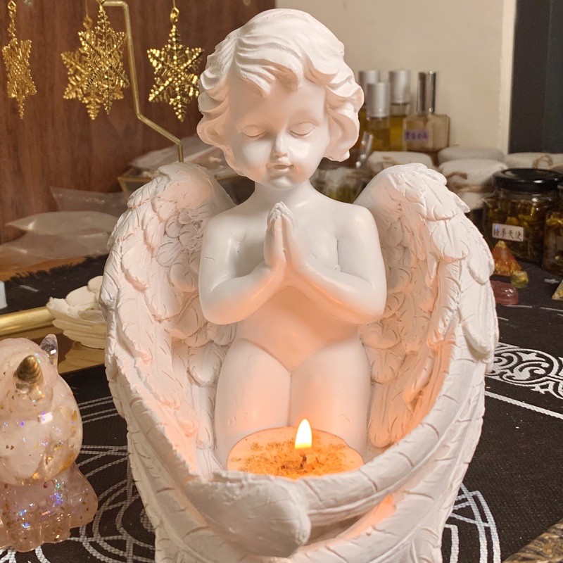 ☘️藍月幸福能量水晶@歐式小天使的祈禱*燭台 飾品 水晶 收納 擺設 儀式道具