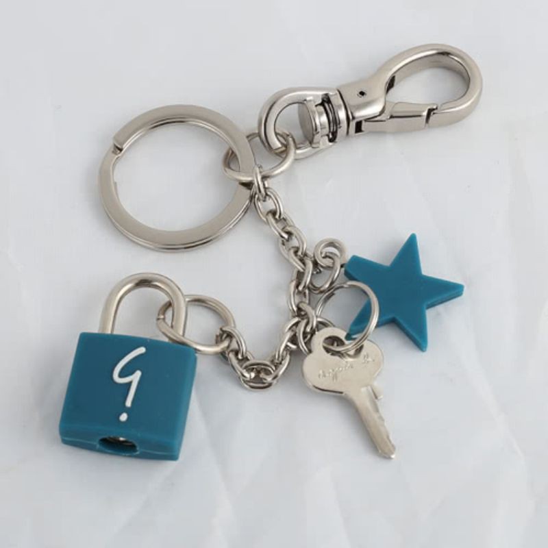 全新 agnes b. 藍色鎖頭 鑰匙圈 吊飾