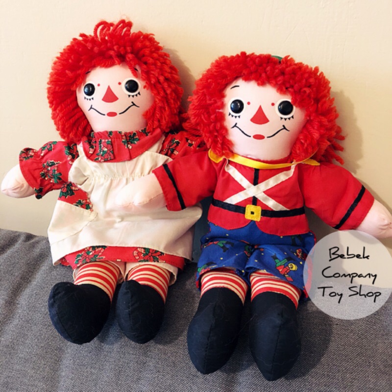 一對 1997年 聖誕節 12吋/30cm raggedy Ann &amp; Andy 古董 絕版玩具 布偶 安娜貝爾 娃娃