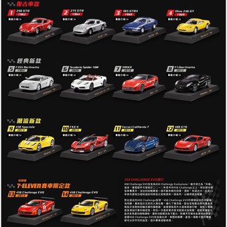 【絕版出清】【限量款】7-11 法拉利二代 經典模型車組合1:64