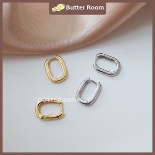 Butter Room 925純銀耳環 方形迴圈 （金/銀） 臺灣出貨免運 鏤空 小橢圓 耳圈 方形耳圈 耳環