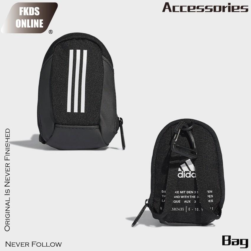 Adidas 愛迪達 TINY POWER 黑色 經典三線 零錢包 小扣包 掛件包 裝飾包 小包 FQ2449