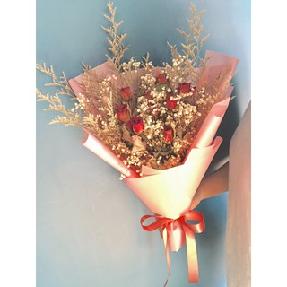 Choco's🔴乾燥花束區🔴 母親節禮物 桃紅乾燥玫瑰花束🌹 乾燥紅玫瑰9朵 乾燥玫瑰 乾燥花束 乾燥花禮 生日禮物