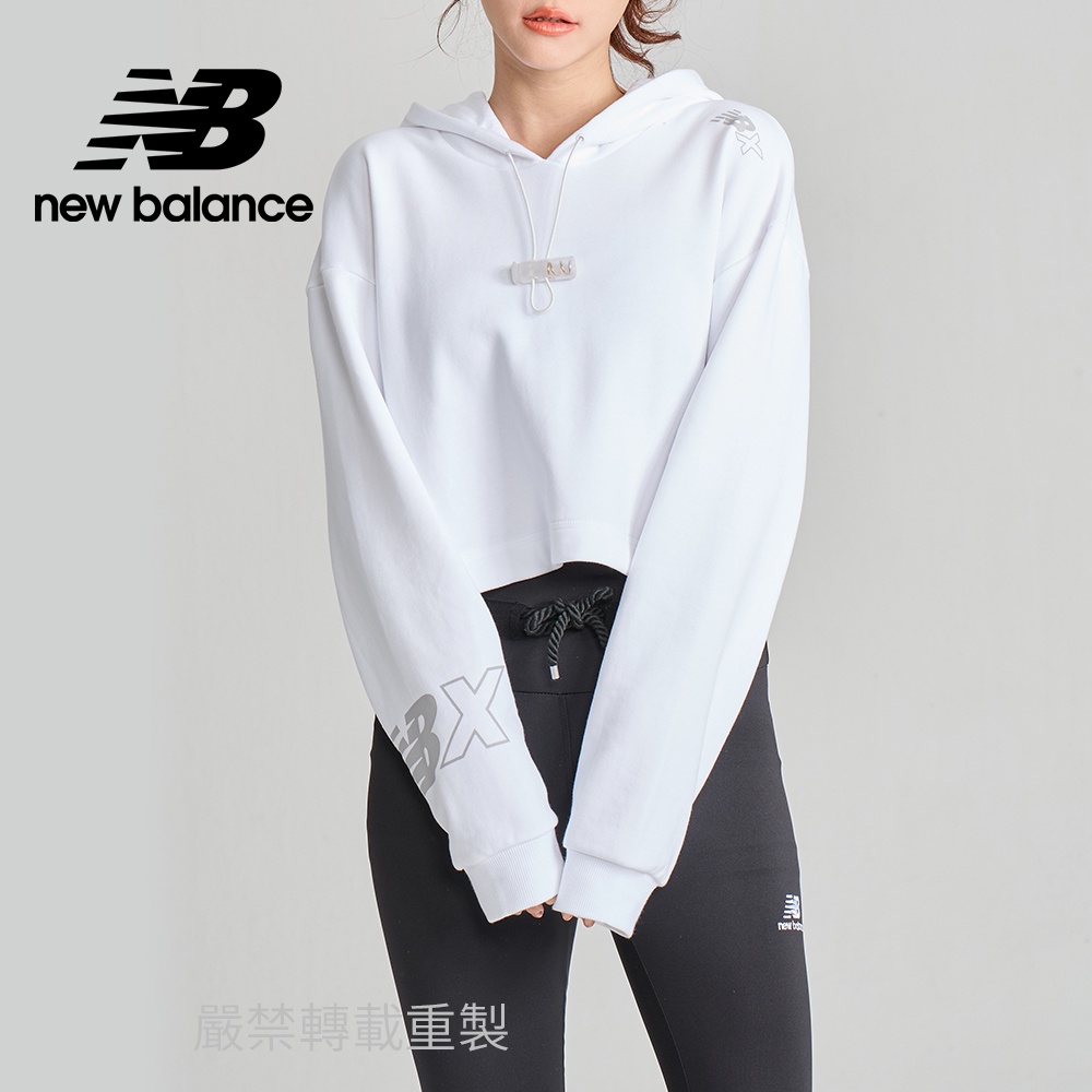 【New Balance】 NB 連帽短版上衣_女性_白色_WT13556WT