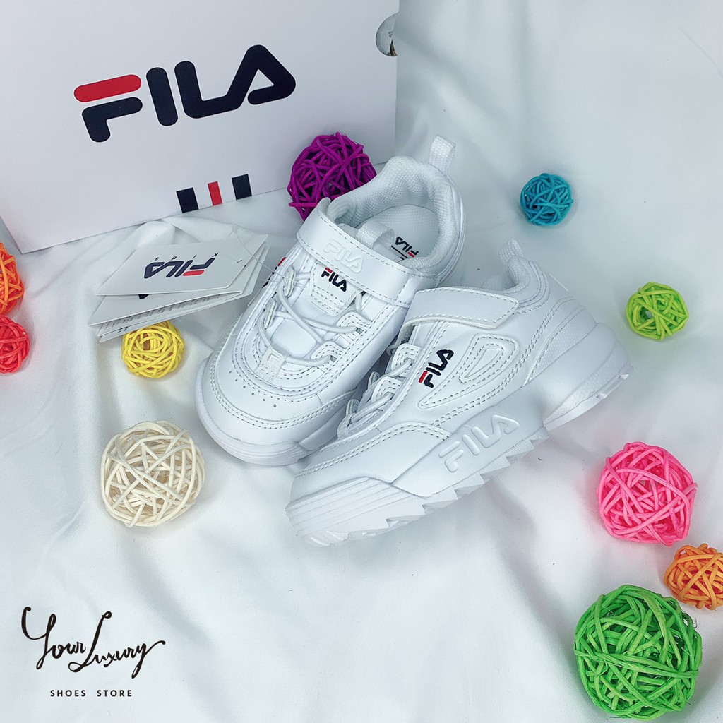 【Luxury】Fila Disruptor2 童鞋 白 雷射 仙杜瑞拉 反光銀 鋸齒 親子鞋 大鋸齒 男女童 魔鬼氈