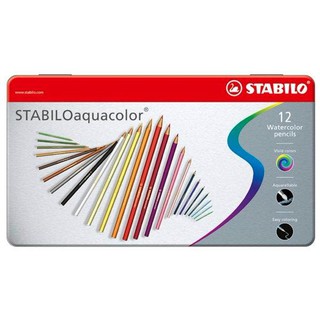 STABILO aquacolor 水溶性色鉛筆12色鐵盒裝(1612-5)