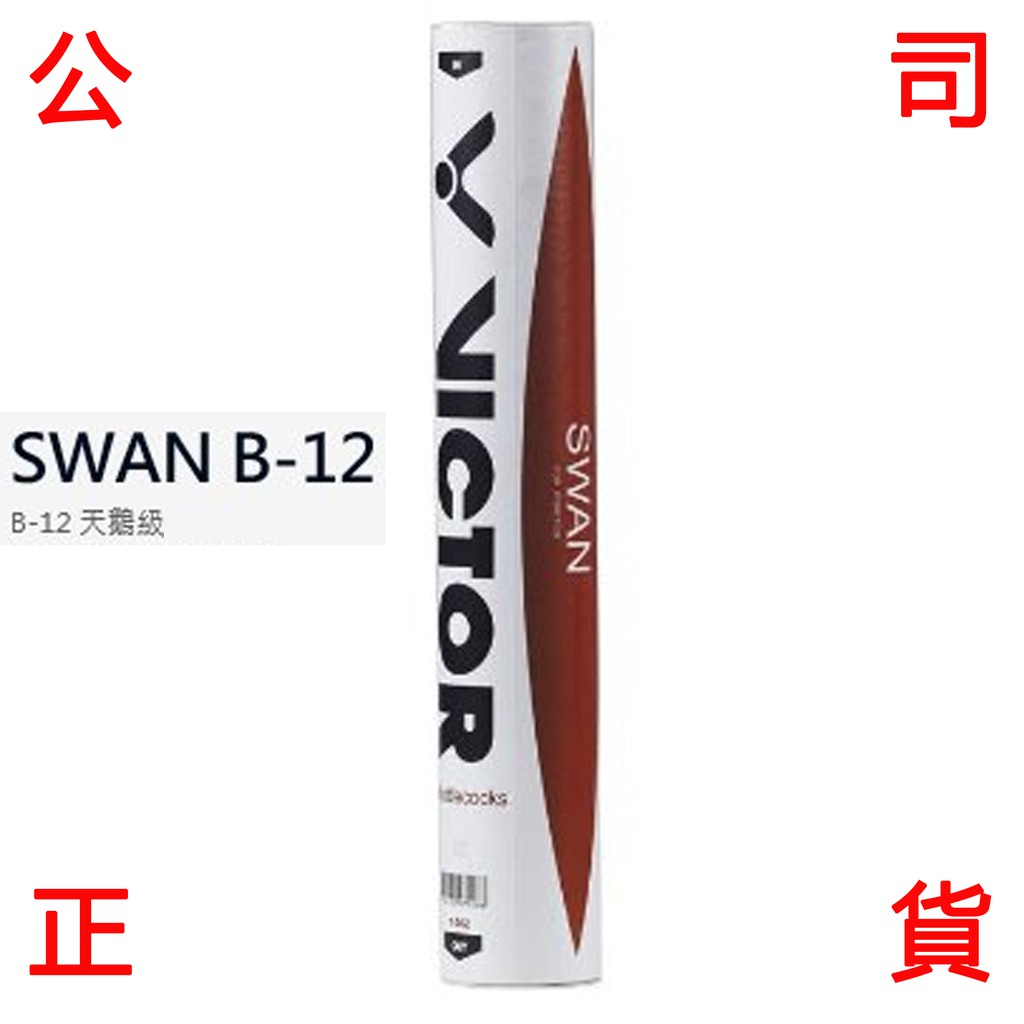 現貨販賣 VICTOR 天鵝級 羽球 SWAN B12 羽毛球 一桶12顆 練習球 勝利 天鵝 羽球