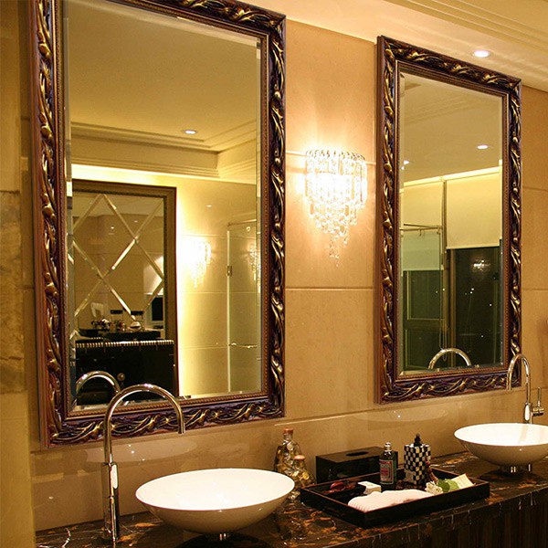 現貨/YISHARE 歐式鏡子實木浴室鏡衛生間鏡子裝飾鏡衛浴銀鏡臺盆梳妝鏡現貨
