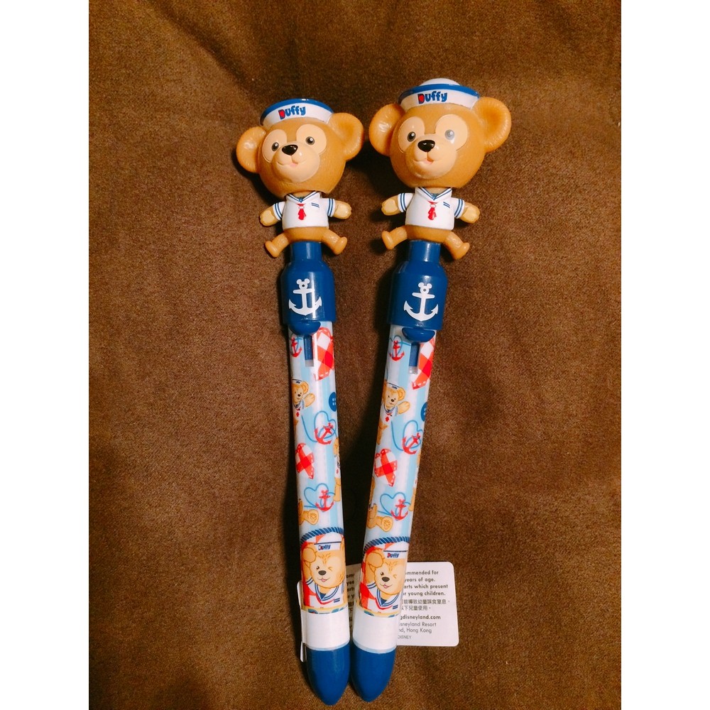【香港迪士尼專賣店購入】水手服達菲熊Q版手腳可動公仔造型原子筆◆藍色