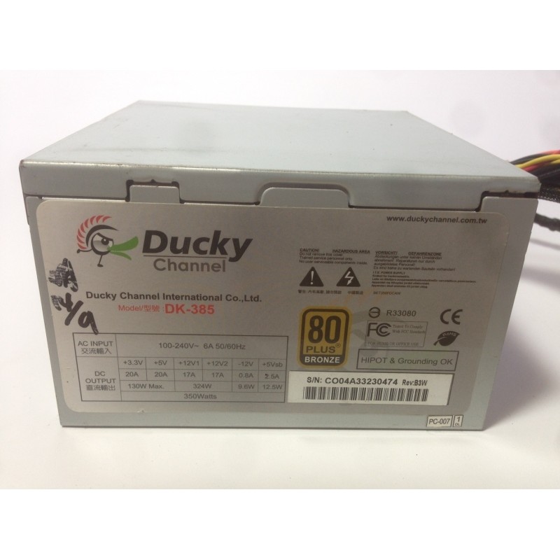 ducky power 350W 80plus 銅牌 電腦 電供 電源供應器 正常良品