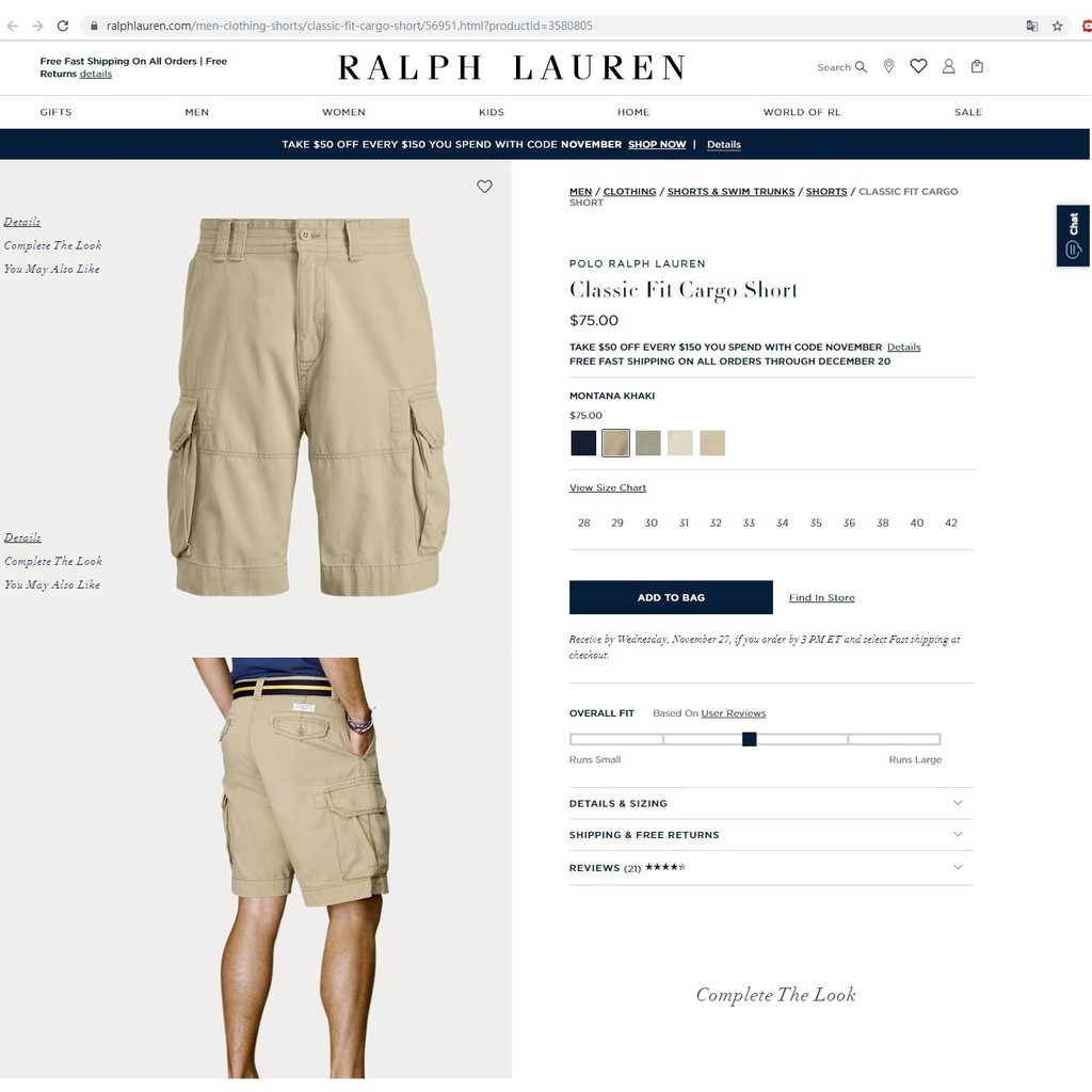 RL POLO真正高磅 短褲 僅1件42腰Ralph Lauren重磅數 男加大尺碼休閒短褲 口袋工作褲 AF褲型