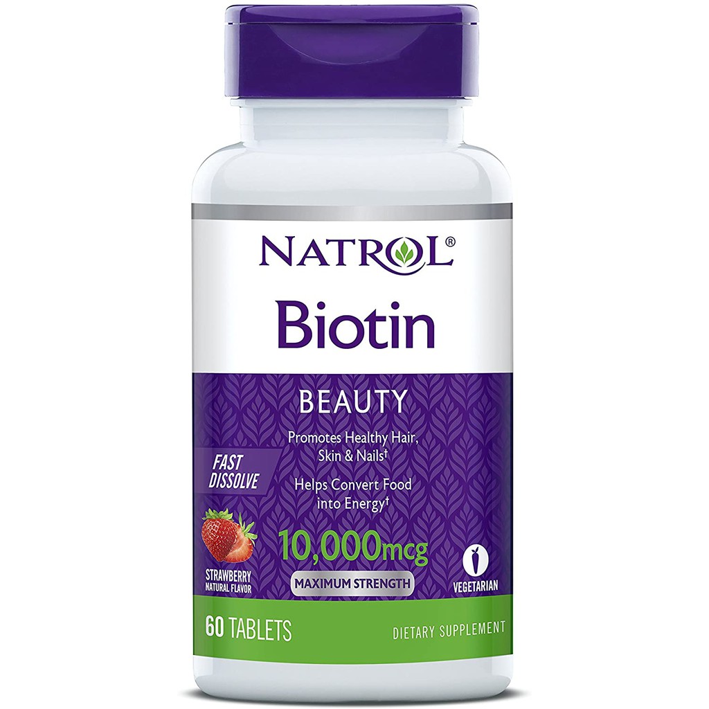美國 Natrol Biotin 草莓味生物維生素10000mcg 60片 皮膚指甲毛髮健康營養補給品