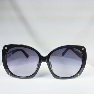 『逢甲眼鏡』TOM FORD 太陽眼鏡 全新正品 亮面黑膠大方框 漸層藍鏡面 簡約鉚釘側邊【TF362F 01B】