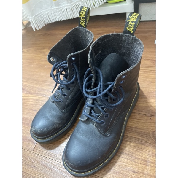 二手 馬丁大夫dr martens uk4 深藍色 真皮中筒靴 短靴 增高