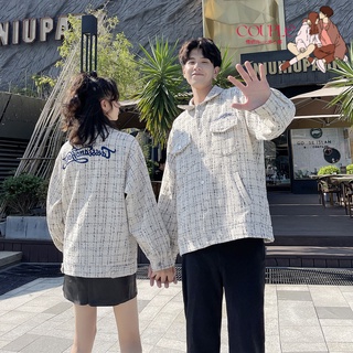 【COUPLE】💕💕2022春秋季新品男女格子小香風夾克衫外套情侶裝