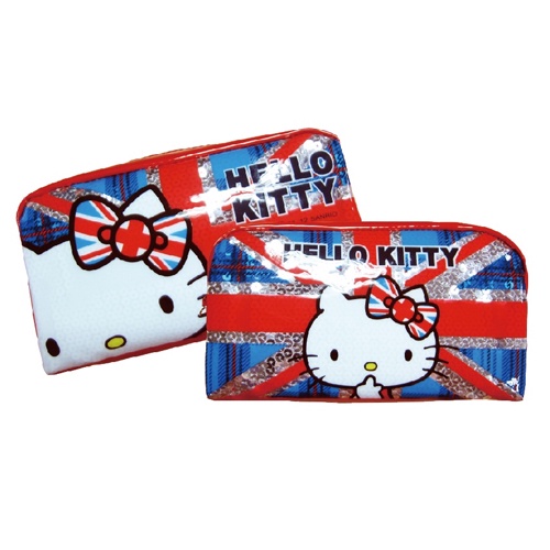 現貨正版Hello Kitty閃亮大容量筆袋-英倫風 萬用包