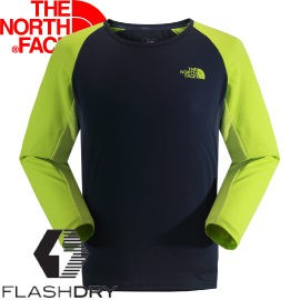 【The North Face 男款 FLASHDRY七分袖T恤 藍/綠】 NF00CZJ3/七分袖/T恤/排/悠遊山水