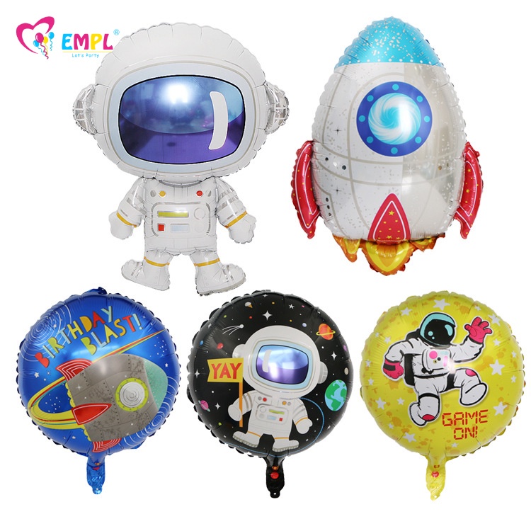 儿童卡通太空人宇航员火箭铝箔气球 氣球派對  空飄氣球  生日佈置  宇航主题生日装饰派对布置用品