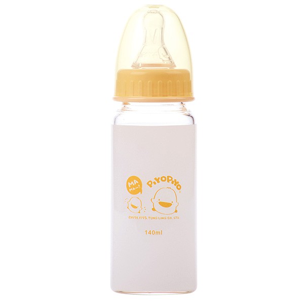 黃色小鴨標準口徑輕晶鑽玻璃奶瓶140ml 台灣製-83326