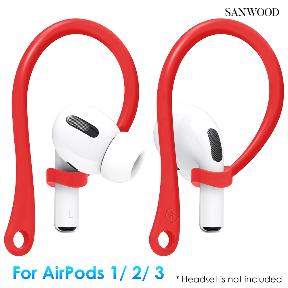 sanwood 2pcs 適用於airpods pro 蘋果藍牙三代防丟耳機防丟矽膠套耳掛耳機運動耳掛掛