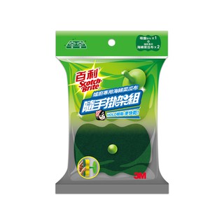 【Dr.Life生活館】3M 百利菜瓜布隨手掛架組-綠色吸盤(爐廚用海綿菜瓜布*2+綠色吸盤*1)原廠公司貨