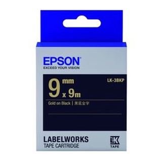 EPSON C53S653407 LK-3BKP粉彩系列黑底金字標籤帶(寬度9mm)