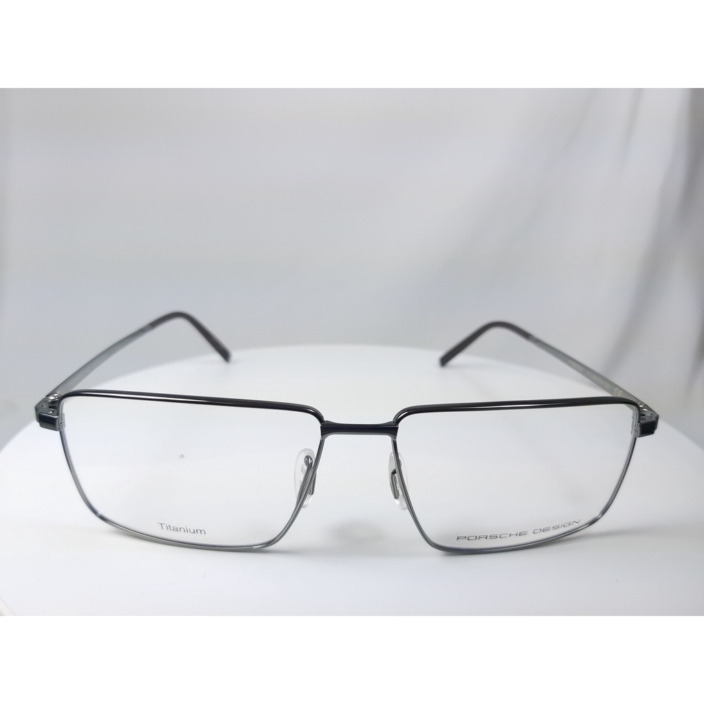 『逢甲眼鏡』PORSCHE DESIGN鏡框 全新正品 俐落銀細方框 純鈦材質 極簡經典【P8305 B】