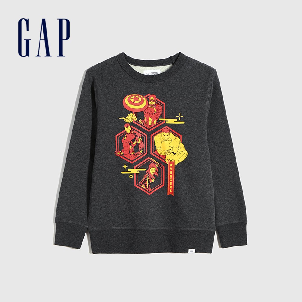 Gap 男童裝 Gap x Marvel漫威聯名 大學T-煙灰色(657565)