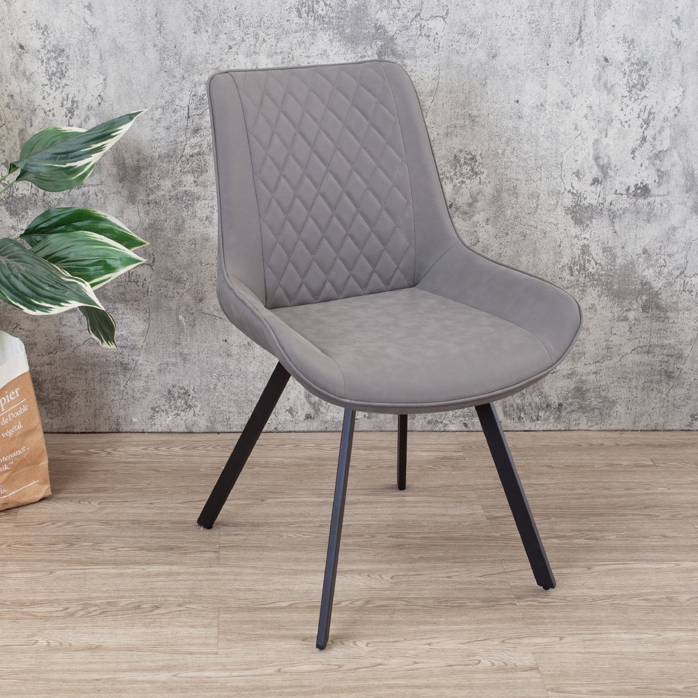 Boden-湯米工業風灰色皮革餐椅/單椅