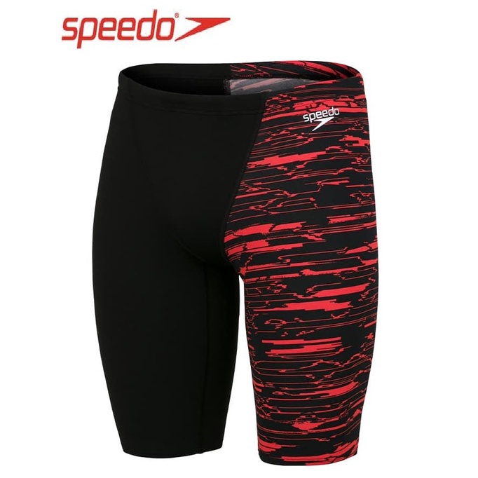 ~有氧小舖~2022 SPEEDO 競技及膝泳褲 Allover 黑X火焰紅