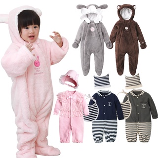 Augelute Baby童衣 新生兒 極厚動物造型含手套包腳連身衣 條紋長袖兩用套裝 空氣棉蕾絲睡袋連身衣 64004