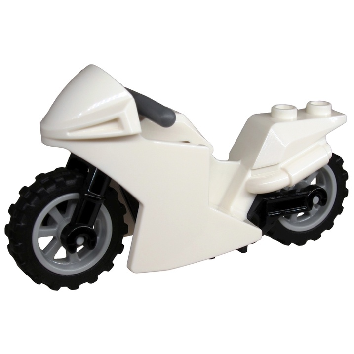 【台中翔智積木】LEGO 樂高  Motorcycle 白色 重型機車 摩托車 機車 (灰輪框)