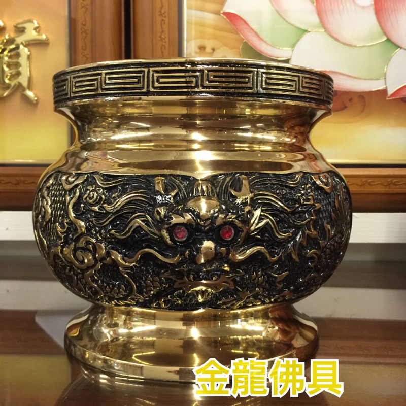 金龍佛具 銅爐 龍頭爐 （無耳） 安爐大吉 神明爐 香爐