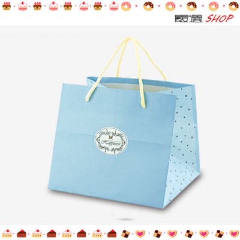 【嚴選SHOP】藍色 6吋蛋糕紙袋 乳酪蛋糕紙袋 服飾袋 手提袋 乳酪袋 禮品袋 婚禮小物【D076】