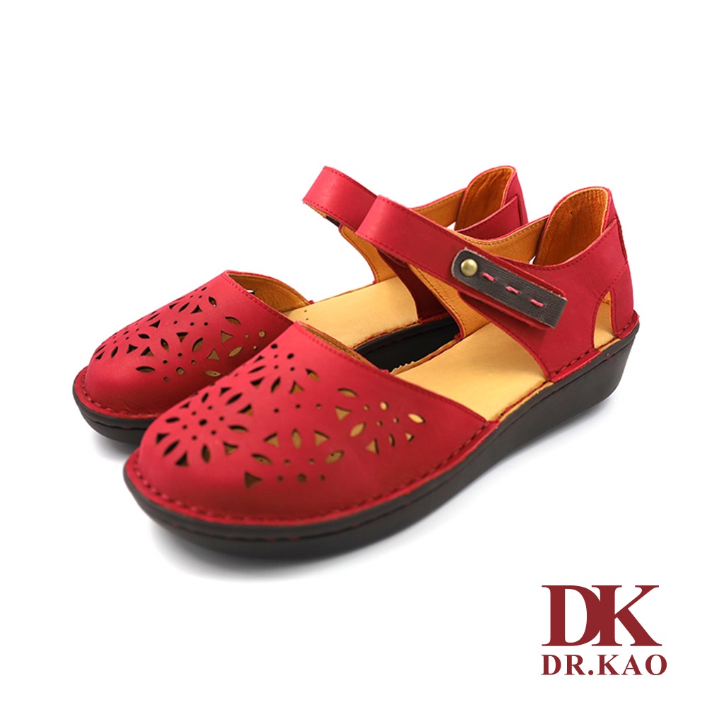 【DK 高博士】牛皮雕花娃娃空氣女鞋  87-1098-00 紅色【女鞋/娃娃鞋/淑女鞋】