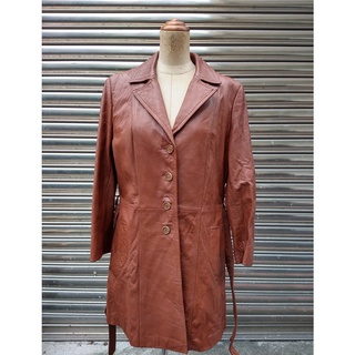 Gilbret棕紅色皮衣外套🚴義大利羊皮 🎊真皮皮衣 皮大衣 🐏二手真皮羊皮外套 小羊皮西裝外套 長版風衣