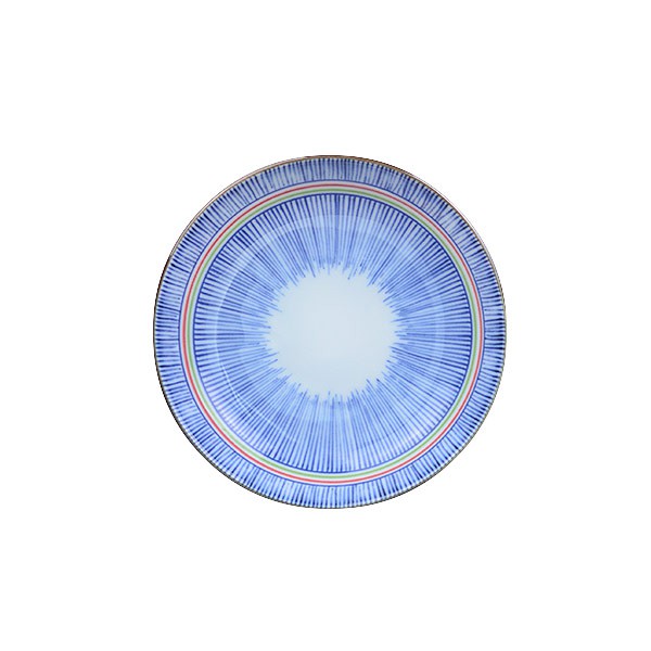 【堯峰陶瓷】日本美濃燒 彩虹十草 4.5吋盤 圓盤 餐盤 線條紋
